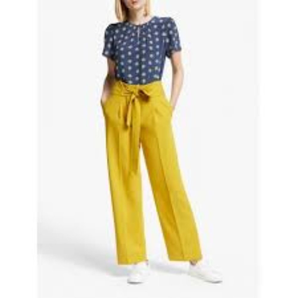 Boden Ketton Wide Leg Pants 8P Yellow Saffron